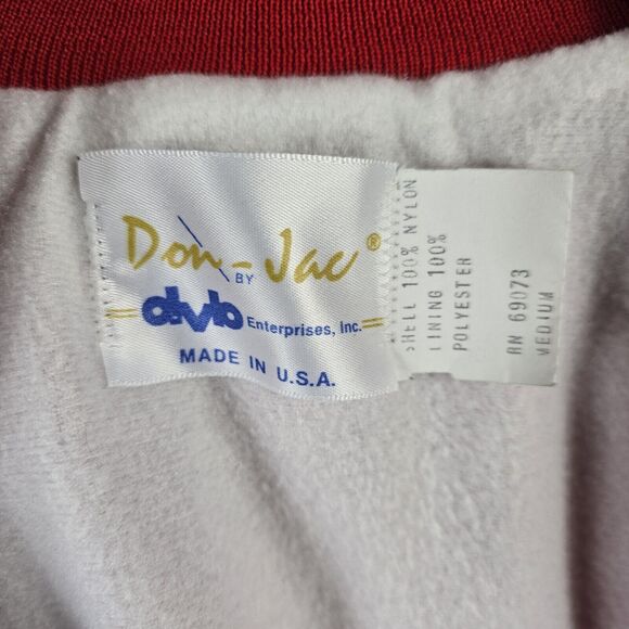 Vintage Don BY Jac Varsity Bomber Jacket size M USA Made 100% Nylon Satin 90s - Picture 6 of 9